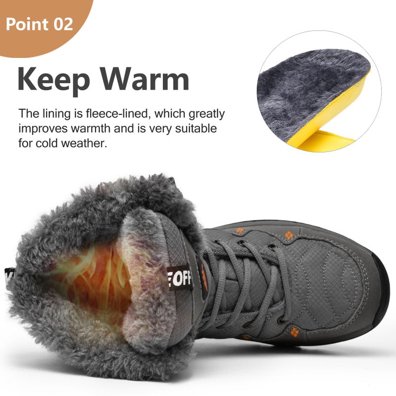 TRAILBLITZ Men's Winter Snow Boots Water Resistant Non Slip Warm Outdoor Lightweight Comfortable Durable 7.1 IN Height Hiking Shoes (12.5 Men, Gray) - Image 3