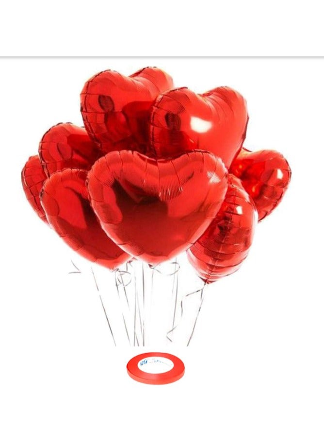 18 Inch Heart Shaped affordable and superior quality Red Foil Balloons for Anniversary, Wedding, Party, Valentine, Romance and gift- Pack of 10 - Image 2