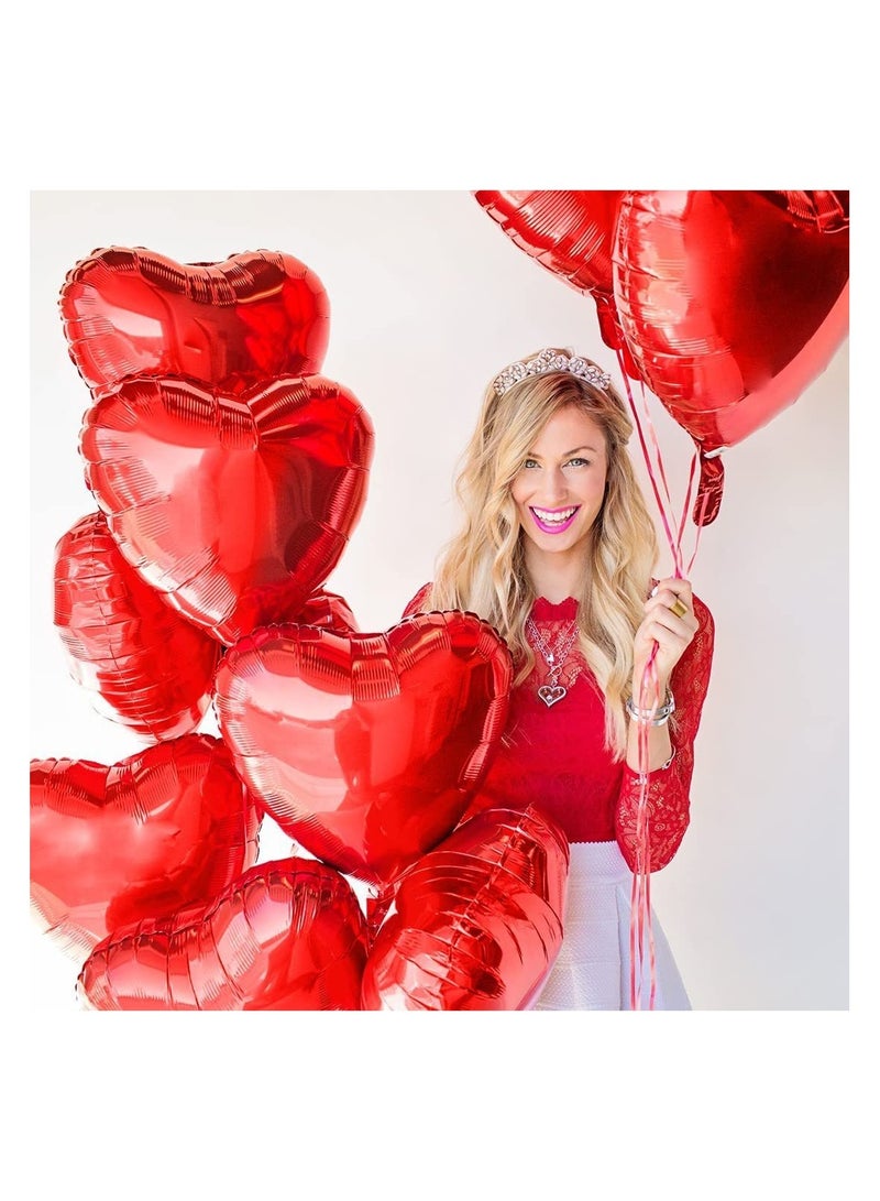 18 Inch Heart Shaped affordable and superior quality Red Foil Balloons for Anniversary, Wedding, Party, Valentine, Romance and gift- Pack of 10 - Image 1
