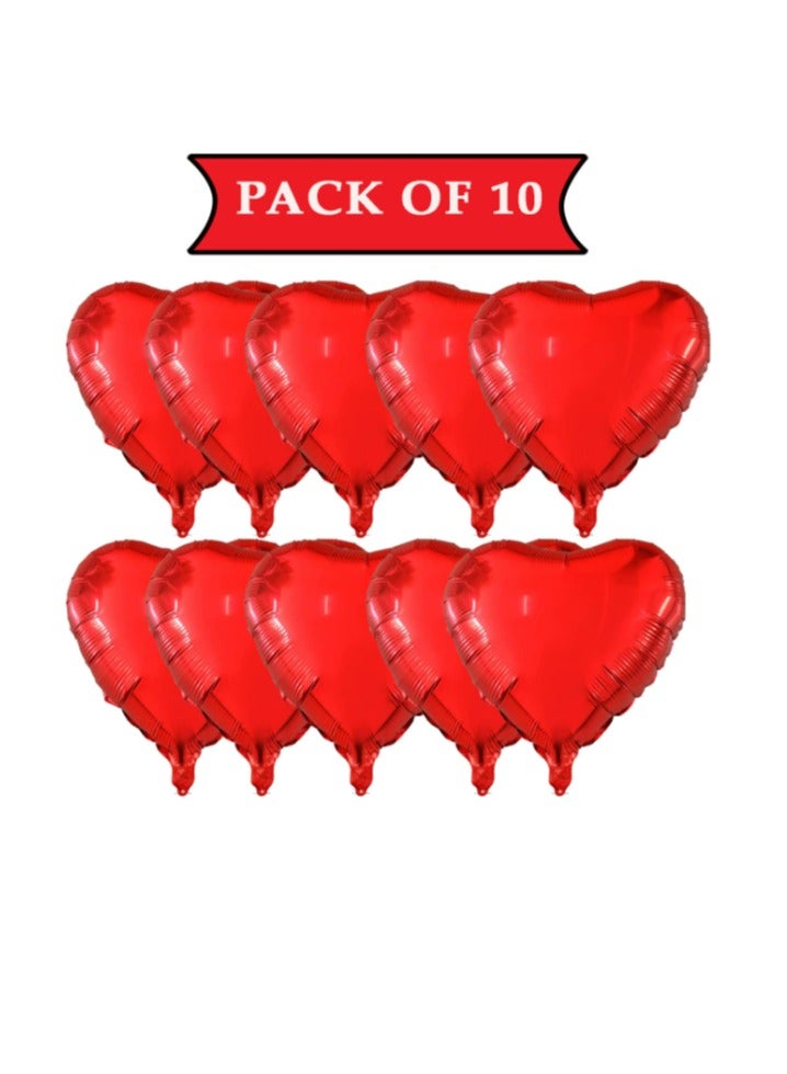 18 Inch Heart Shaped affordable and superior quality Red Foil Balloons for Anniversary, Wedding, Party, Valentine, Romance and gift- Pack of 10 - Image 3