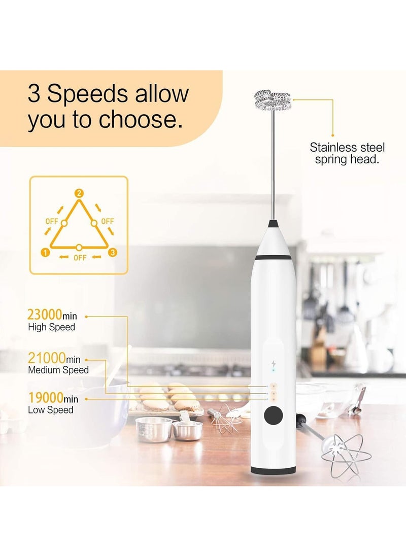 sokany - SOKANY Handheld Nescafe Egg Milk Frother with 2 Heads, Coffee Whisk Foamer Mixer with 3 Speeds USB Rechargeable, Mini Portable Electric Kitchen Mixer Hand Whisk for Cappuccino Eggs - S K 02014 - Image 1