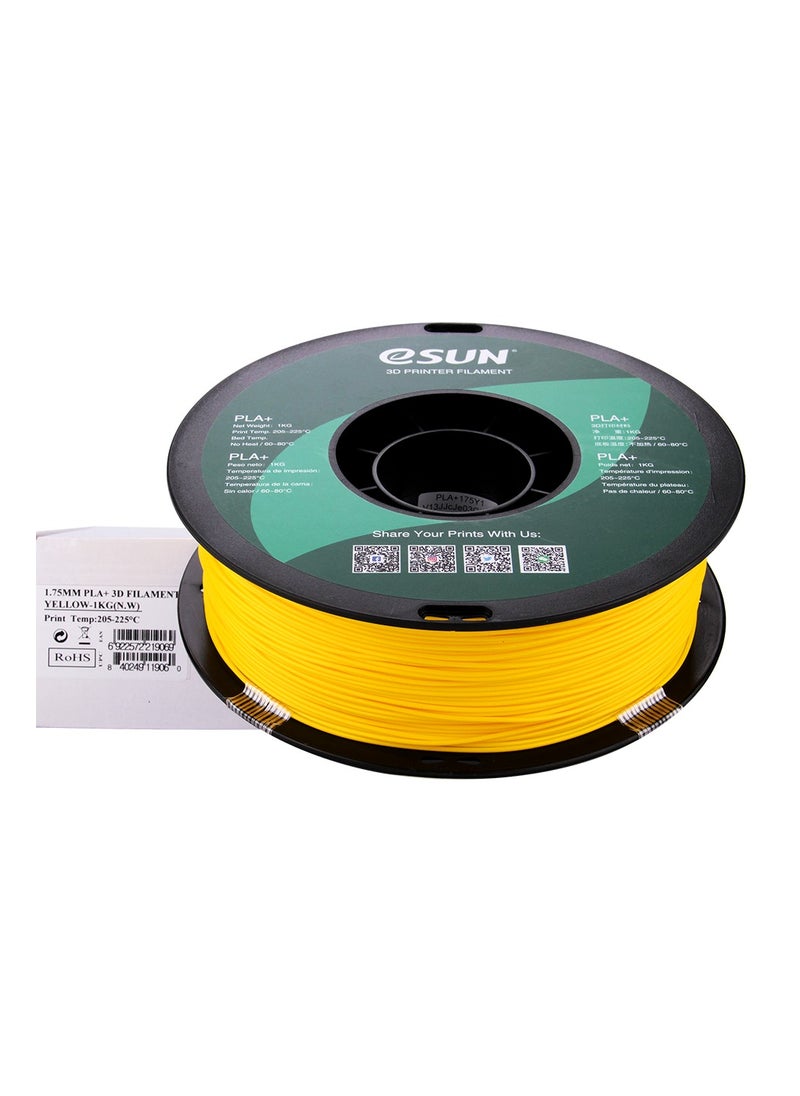 eSUN - Esun 3D Printer Filament PLA+ 1.75 mm Dimensional Accuracy +/- 0.05 mm 1 Kg (2.2 lbs) Spool 3D Printing Material for 3D Printers – Yellow - Image 1