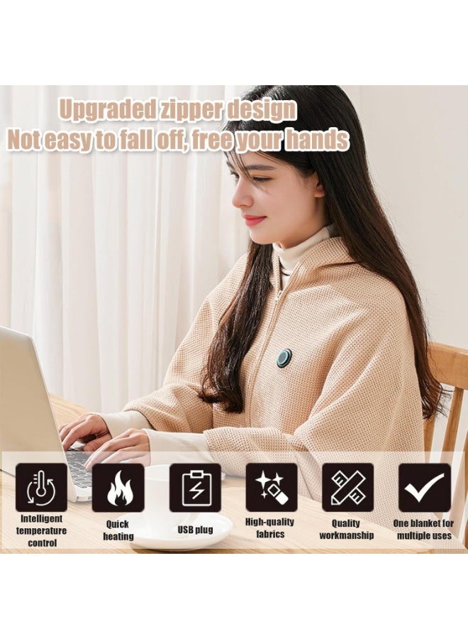 0TO1 TECH Portable Heated Shawl, USB Heated Wraps Blanket with 3 Heating Levels, Wireless Wearable Electric Heating Blanket for Women Men, Fast Heating,Electric Blanket Shaw for Home Outdoor Office Use - Image 3