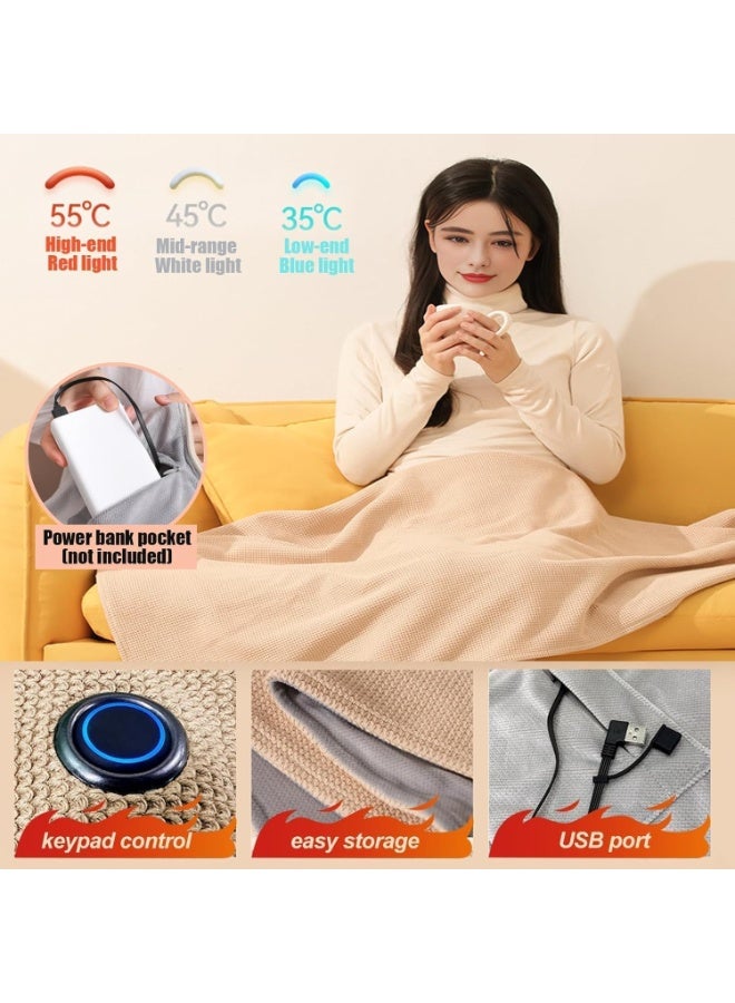 0TO1 TECH Portable Heated Shawl, USB Heated Wraps Blanket with 3 Heating Levels, Wireless Wearable Electric Heating Blanket for Women Men, Fast Heating,Electric Blanket Shaw for Home Outdoor Office Use - Image 4