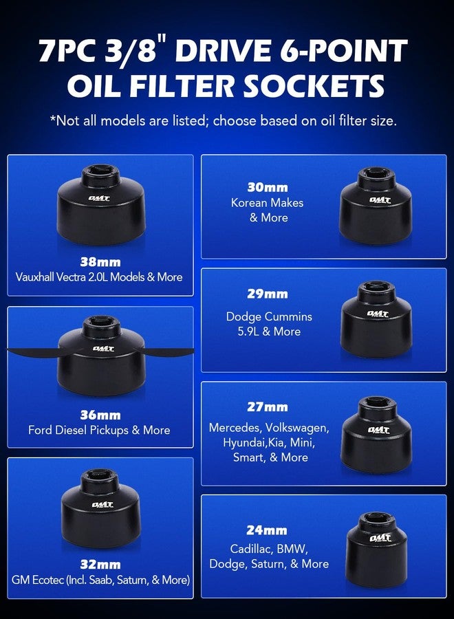 Orion Motor Tech Oil Filter Wrench Set, 10pc Oil Filter Socket Set, 3/8" Drive Metric Oil Filter Cap Wrench Removal Tool Kit, Low Profile Oil Filter Socket Set Compatible with Toyota VW BMW Mercedes - Image 4