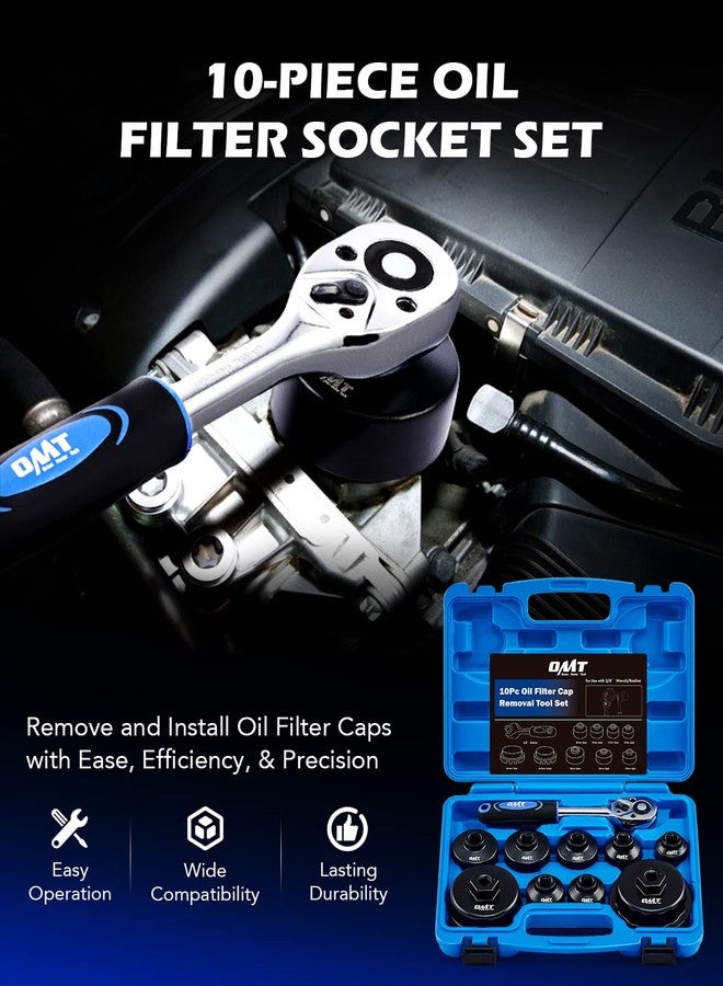 Orion Motor Tech Oil Filter Wrench Set, 10pc Oil Filter Socket Set, 3/8" Drive Metric Oil Filter Cap Wrench Removal Tool Kit, Low Profile Oil Filter Socket Set Compatible with Toyota VW BMW Mercedes - Image 2
