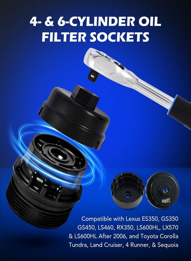 Orion Motor Tech Oil Filter Wrench Set, 10pc Oil Filter Socket Set, 3/8" Drive Metric Oil Filter Cap Wrench Removal Tool Kit, Low Profile Oil Filter Socket Set Compatible with Toyota VW BMW Mercedes - Image 5