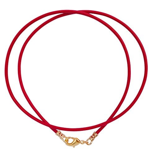 DragonWeave Gold Plated 1.8mm Fine Red Leather Cord Necklace - 20 inches - Image 1