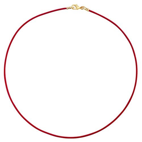 DragonWeave Gold Plated 1.8mm Fine Red Leather Cord Necklace - 20 inches - Image 2