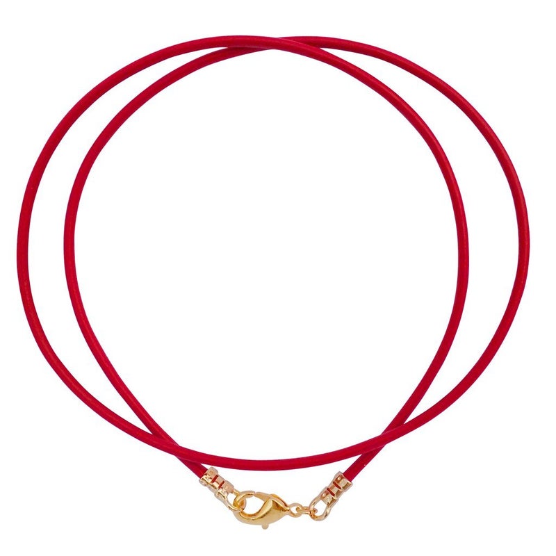 DragonWeave Gold Plated 1.8mm Fine Red Leather Cord Necklace - 20 inches - Image 5