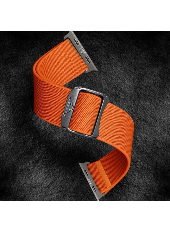 حزام ساعة مرن مضفر من النايلون الناعم - حزام ساعة Apple باللون البرتقالي لساعة Apple Ultra 2، سلسلة 11/10/9/8/7/6/5/4/3 (42/44/45/46/49 مم) - Image 3