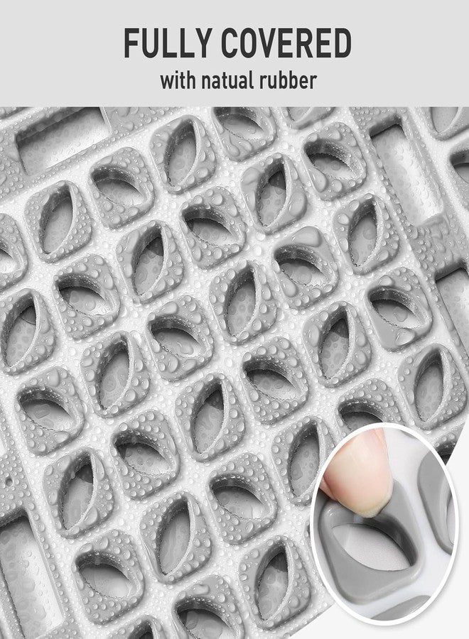 JUGTE Non-Slip Foldable Shower Mat for Bathroom & Bathtub Anti-Skid Mat with Strong Suction Cups, Drainage Holes & Foot Massage Surface Exfoliating Textured Bath Mat for Adults (Grey 40X80) - Image 3