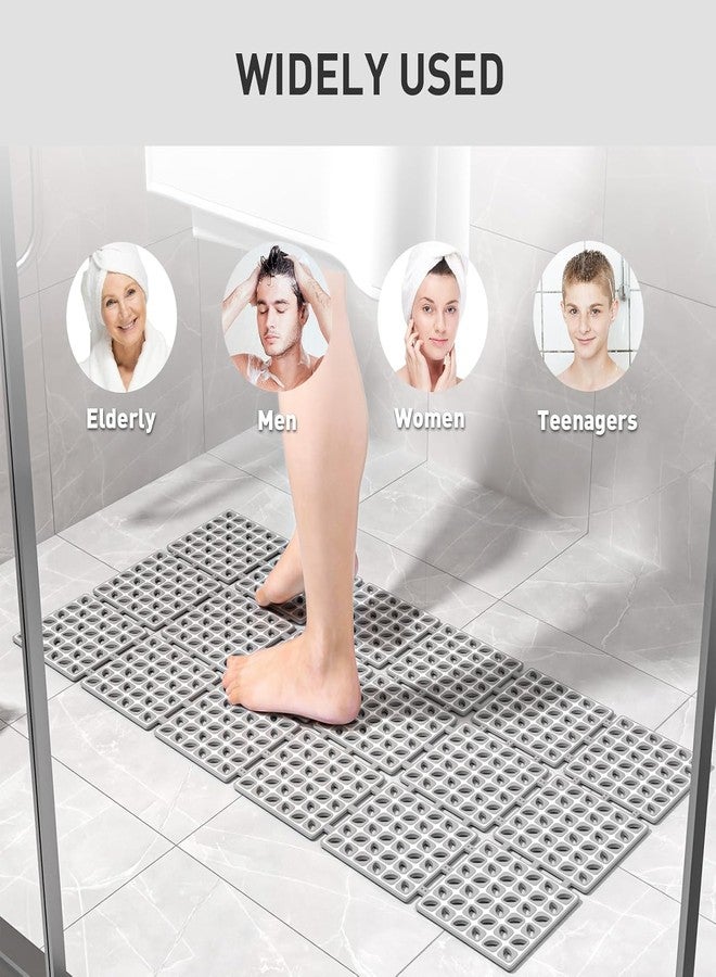 JUGTE Non-Slip Foldable Shower Mat for Bathroom & Bathtub Anti-Skid Mat with Strong Suction Cups, Drainage Holes & Foot Massage Surface Exfoliating Textured Bath Mat for Adults (Grey 40X80) - Image 5