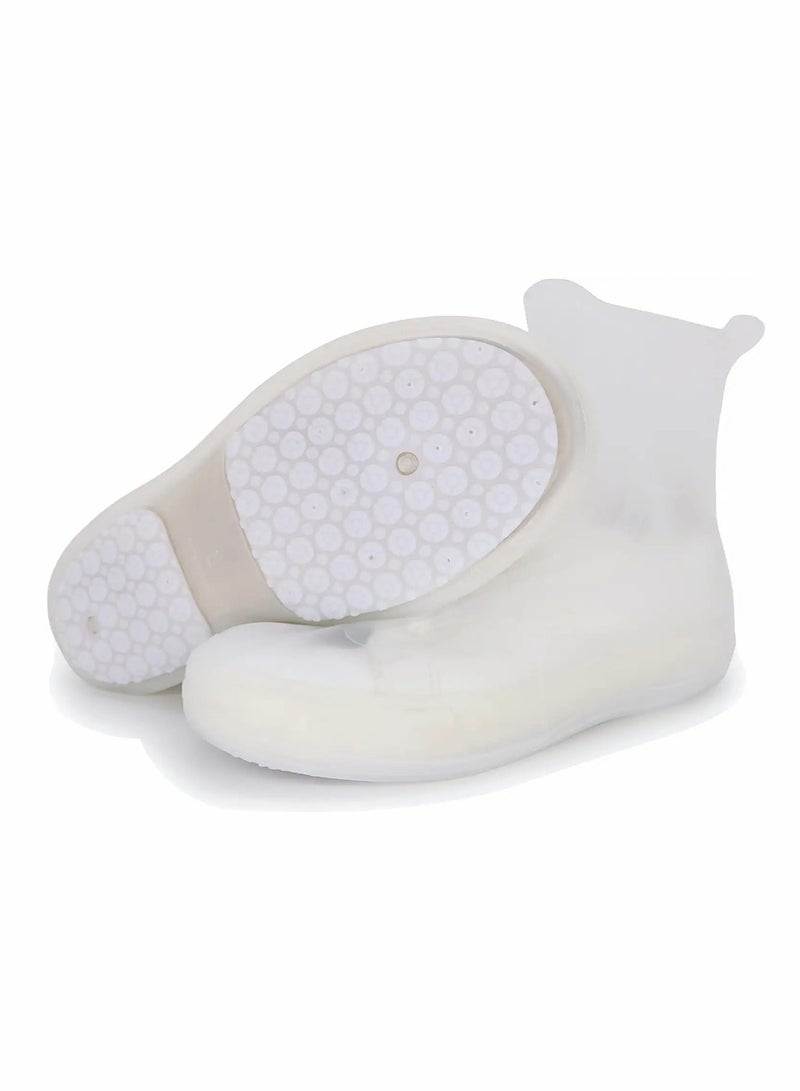 SYOSI Silicone Shoe Covers, Waterproof Shoe Covers, Thickened Sole Reusable Rain Shoe Covers, Silicone Rubber Non Slip Shoe Protectors, Elastic Overshoes Elevated Galoshes for Man and Woman (XL, White)  - Image 1