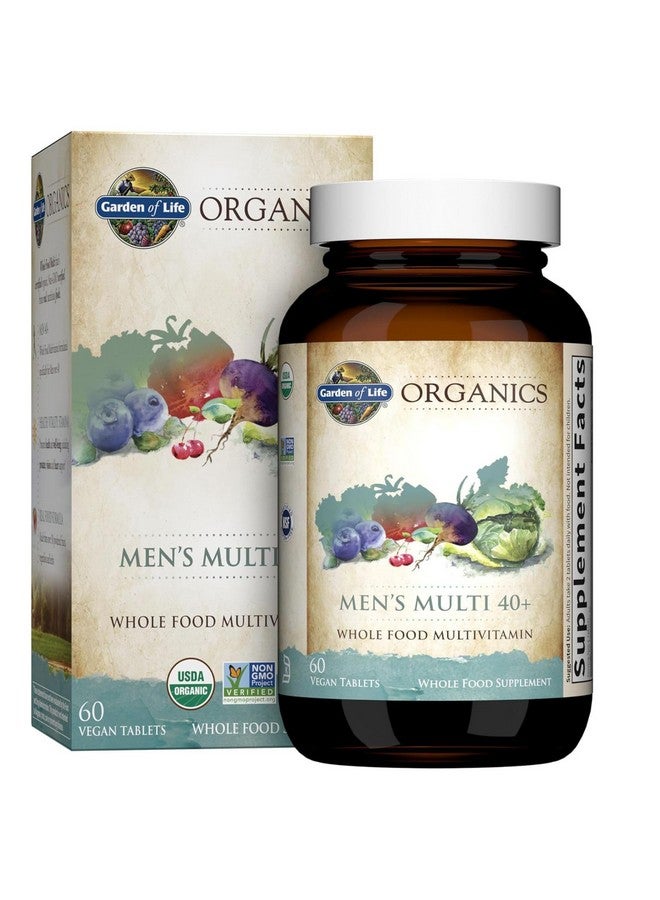 Garden of Life Organics Whole Food Multivitamin for Men 40+, 60 Tablets, Vegan Mens Multi for Health, Well-Being Certified Organic Whole Food Vitamins, Minerals for Men Over 40, Mens Vitamins - Image 1