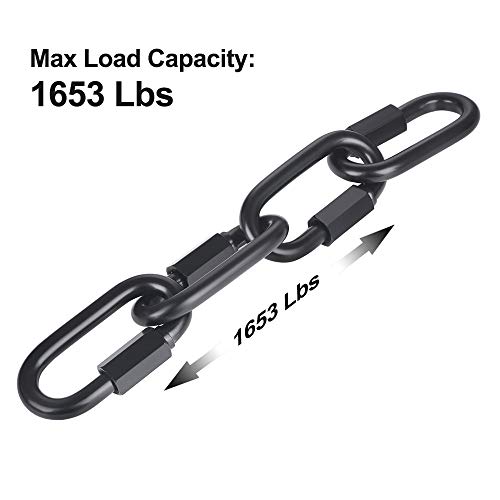 BEWISHOME D Shape Locking Carabiner,Black Quick Links,Durable Chain Links,Heavy Duty Chain Connector,Black M8 HDK03H - Image 5