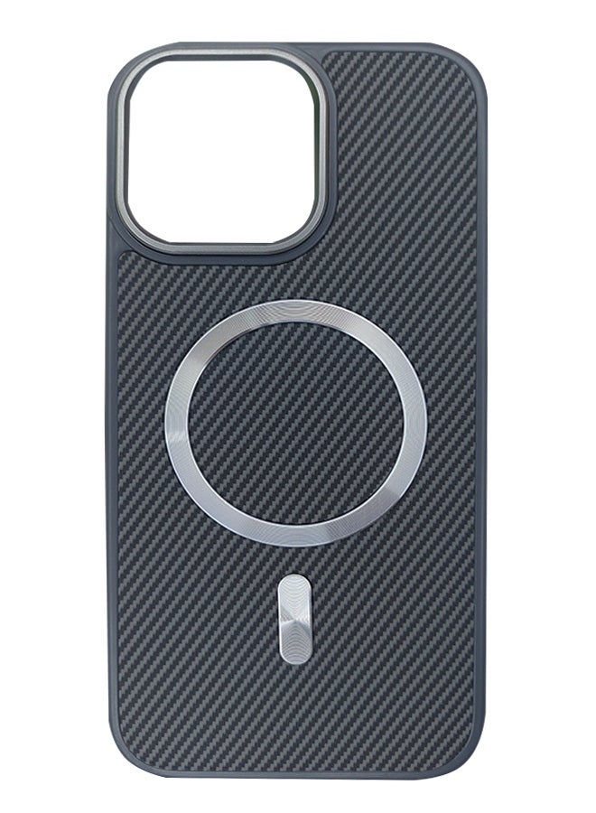 Magnetic Carbon Fiber Back Case for iPhone 15 Pro Max, Rugged Shockproof MagSafe Phone Case, Ultra Slim Case with Padded Interior to Prevent Your Phone's Back from Scratches, Supports Wireless Charging, Heavy Duty Protection and Anti-Scratch, for iPhone 15 Pro Max - Grey  - Image 2