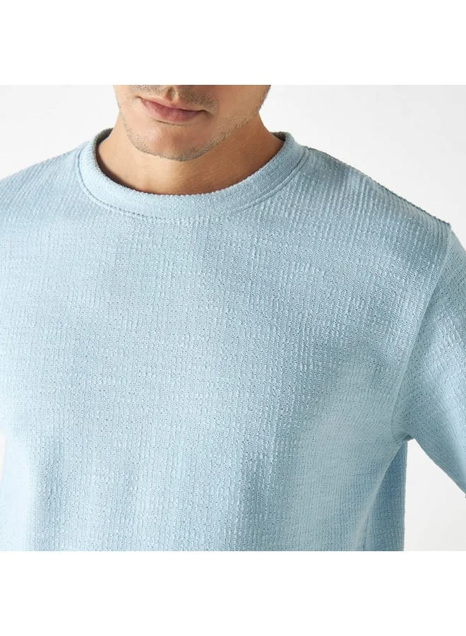 Iconic Textured T-shirt with Crew Neck and Short Sleeves