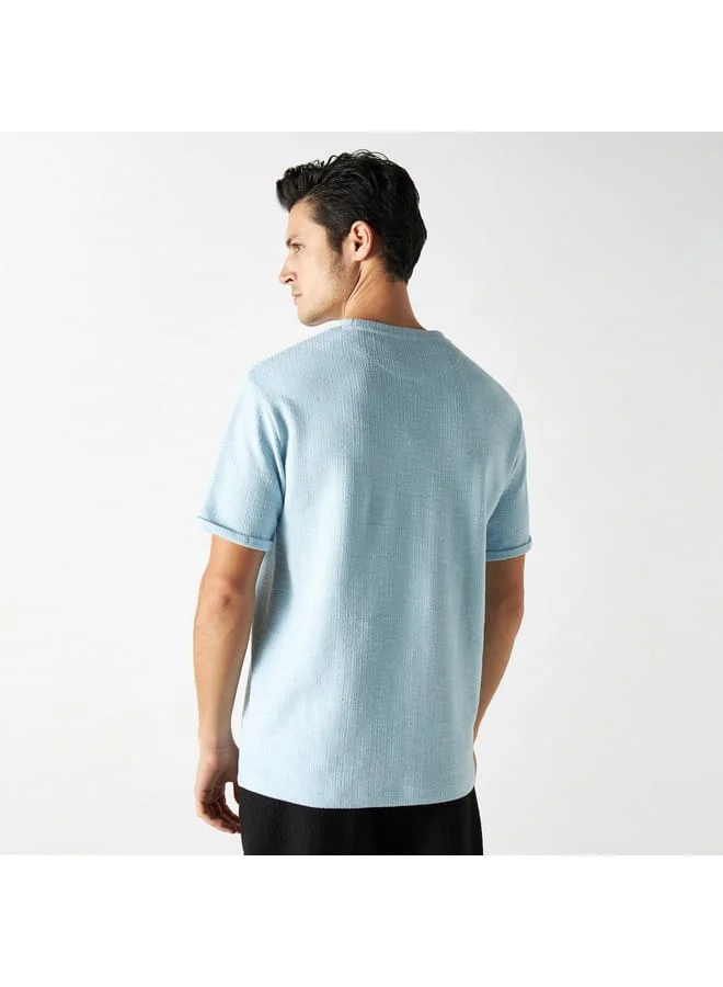 Iconic Textured T-shirt with Crew Neck and Short Sleeves