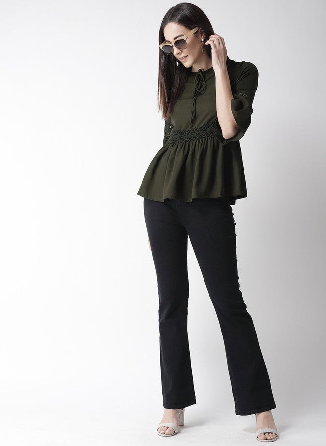 PlusS Olive Green A-Line Top for Women - Image 5