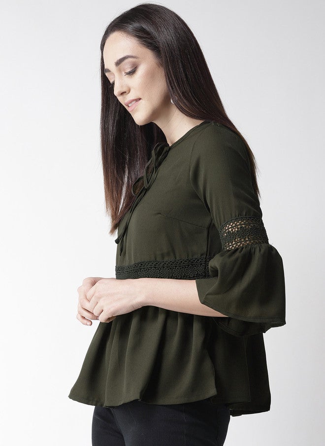 PlusS Olive Green A-Line Top for Women - Image 3