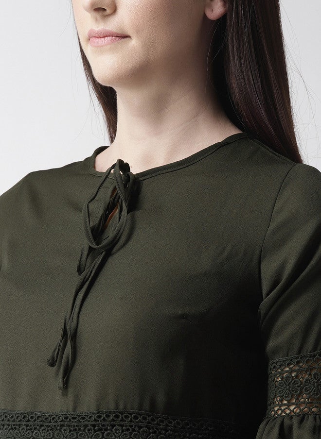 PlusS Olive Green A-Line Top for Women - Image 2