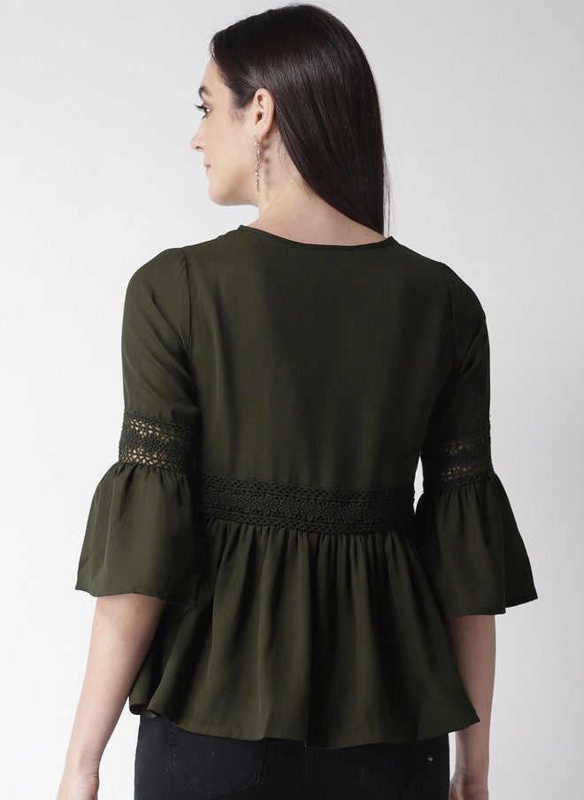 PlusS Olive Green A-Line Top for Women - Image 4