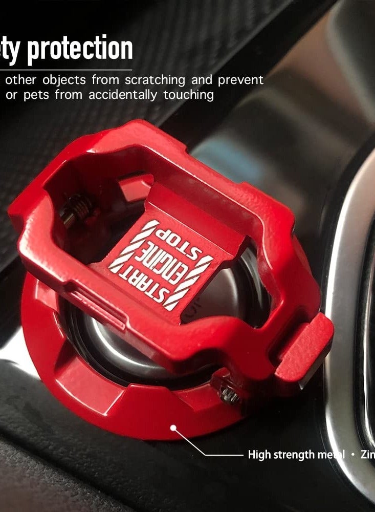 Push Start Button Cover, Car Engine Start Stop Button Cover Protector, Cool Car Accessories Interior Decor Sticker Motorcycle Key Ignition Switch Cover, Red - Image 1
