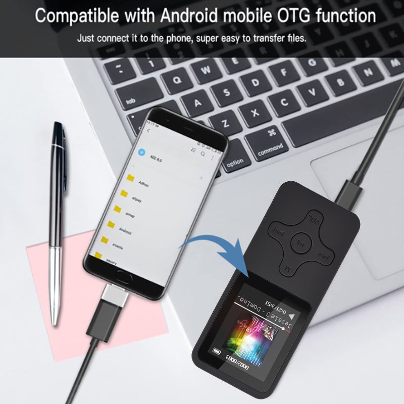مشغل MP4 محمول ومشغل موسيقى MP3 مع سماعة رأس وشاشة LCD ومشغل فيديومعاين صور يدعم بطاقات TF ويدعم الموسيقى والراديو FM والفيديو والكتب الإلكترونية والمسجل مع بطاقة ذاكرة سعة 32 جيجا بايت - Image 3