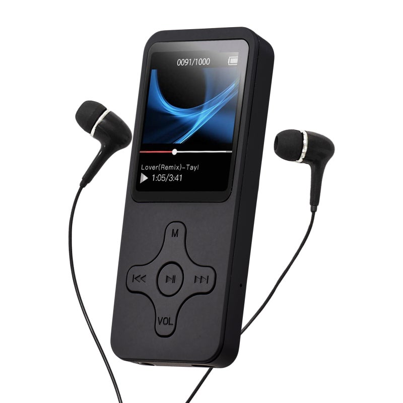 مشغل MP4 محمول ومشغل موسيقى MP3 مع سماعة رأس وشاشة LCD ومشغل فيديومعاين صور يدعم بطاقات TF ويدعم الموسيقى والراديو FM والفيديو والكتب الإلكترونية والمسجل مع بطاقة ذاكرة سعة 32 جيجا بايت - Image 1