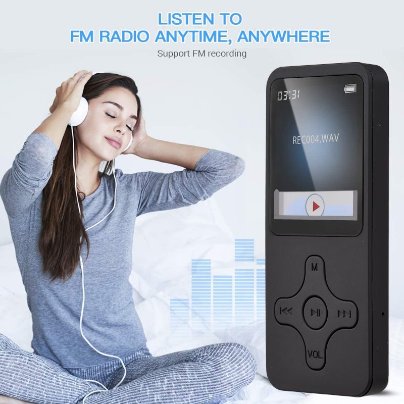 مشغل MP4 محمول ومشغل موسيقى MP3 مع سماعة رأس وشاشة LCD ومشغل فيديومعاين صور يدعم بطاقات TF ويدعم الموسيقى والراديو FM والفيديو والكتب الإلكترونية والمسجل مع بطاقة ذاكرة سعة 32 جيجا بايت - Image 5