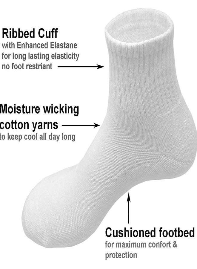 MUKHAKSH (Pack of 6 Pairs = 12 Pieces) Boys/Girls/Kids/Unisex Cotton White Towel Ankle Length School Socks (13-14 Years) - Image 2