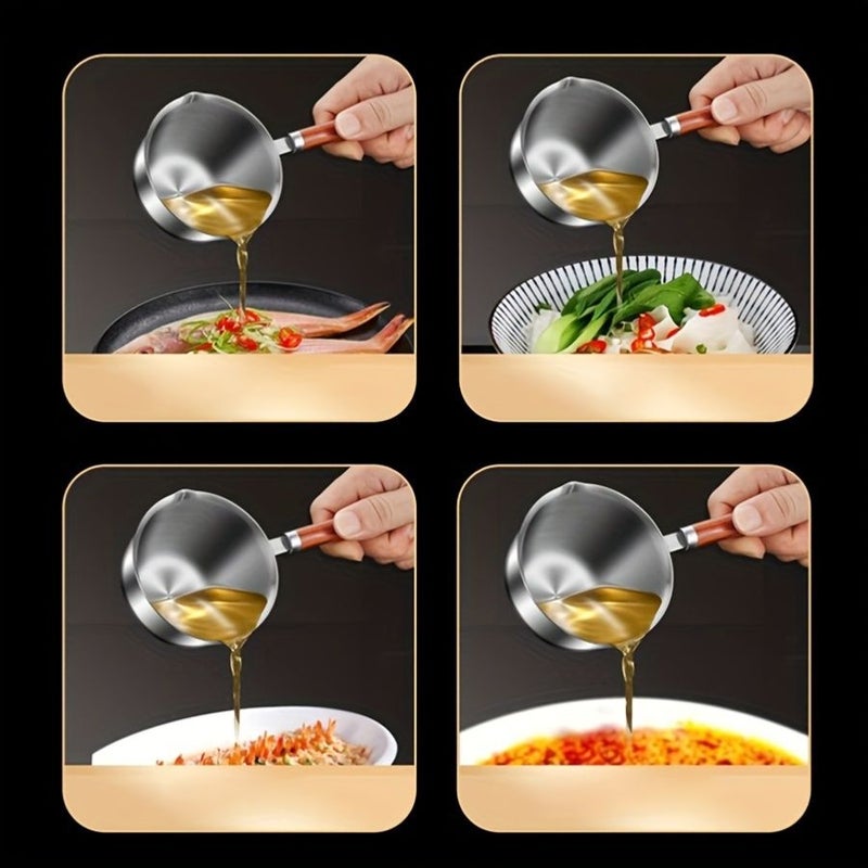 Stainless Steel Milk Pitcher With Wooden Handle 1pc For Coffee Espresso Milk Frothing Sauce Pot - Image 5