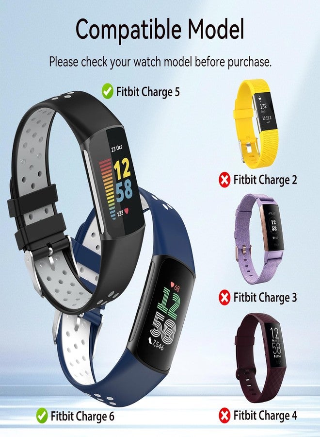 ELUTENG 4 Pack Compatible with Fitbit Charge 5 Bands/Fitbit Charge 6 Bands for Women Men, Soft Breathable Replacement Sport Strap Waterproof Wristbands for Fitbit Charge 5/ Charge 6 Fitness Tracker - Image 2
