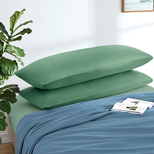 MILVOWOC 2Pcs Brushed Microfiber Body Pillowcases - 20 x 55 Inch, Dark Green Pillow Case Set Non Slip Envelope Pillow Cover with Moisture Absorption and Anti-Wrinkle - Image 2