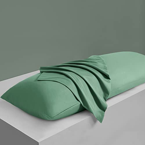 MILVOWOC 2Pcs Brushed Microfiber Body Pillowcases - 20 x 55 Inch, Dark Green Pillow Case Set Non Slip Envelope Pillow Cover with Moisture Absorption and Anti-Wrinkle - Image 4