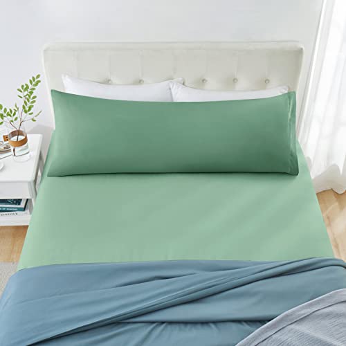 MILVOWOC 2Pcs Brushed Microfiber Body Pillowcases - 20 x 55 Inch, Dark Green Pillow Case Set Non Slip Envelope Pillow Cover with Moisture Absorption and Anti-Wrinkle - Image 5