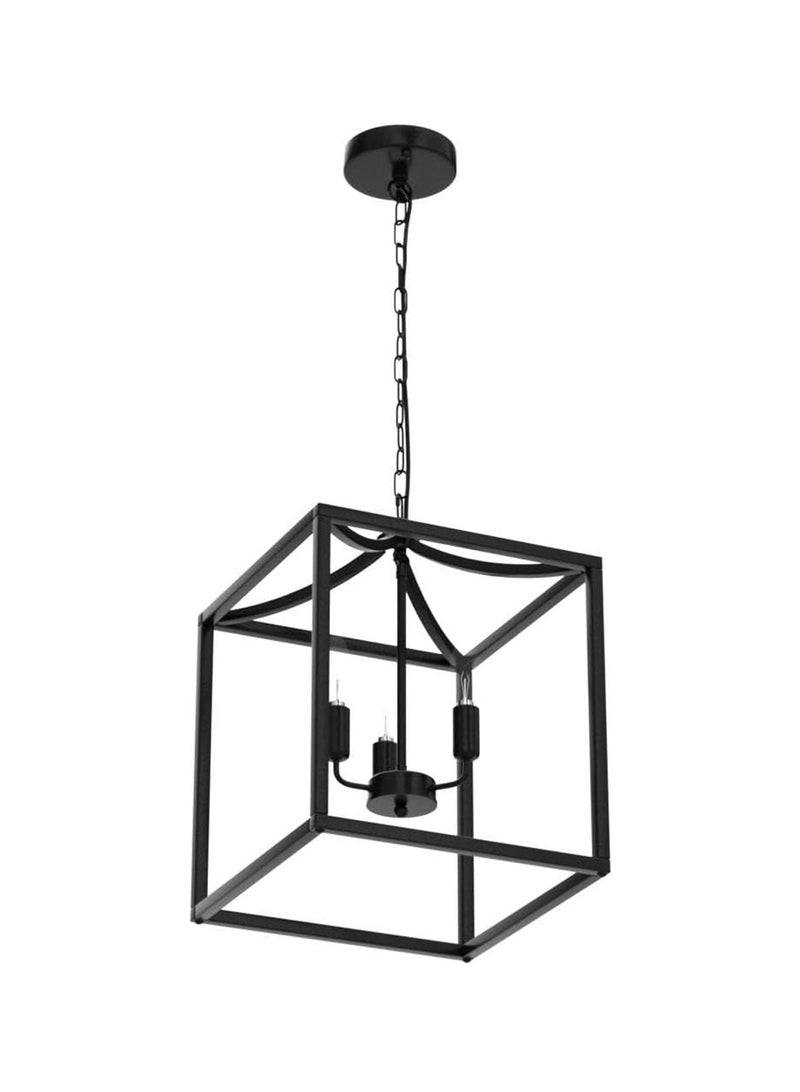 LOOPITYS Pendant Light（E12 3-lights） Cube Iron Pendant Light With 100cm Adjustable Chain Ceiling Hanging Lighting Lamp Metal Square Frame Fixture，Vintage Industrial Chandelier Matte Black Lantern For dining room Traditional Dining、Industrial Style Bar Restaurant - Image 5