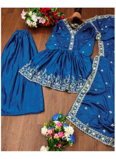 ماركة غير محددة بدلة شينون شرارة زرقاء مطرزة مع تسلسل أعمال مطرزة ثقيلة  - Image 5