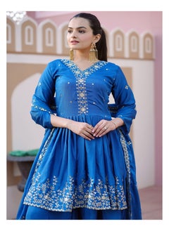 ماركة غير محددة بدلة شينون شرارة زرقاء مطرزة مع تسلسل أعمال مطرزة ثقيلة  - Image 3