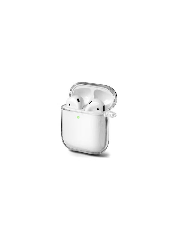 CATANES - Shockproof Case For Apple AirPods 1/2 Crystal Clear Shockproof Case Transparent Ultra Slim Cover with Keychain Carabiner - Image 1