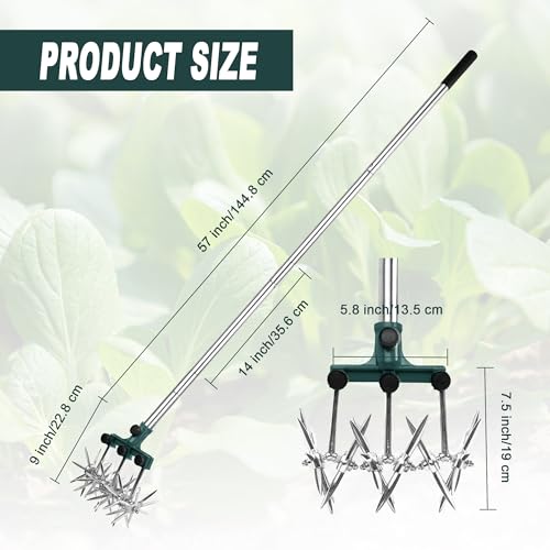 BARAYSTUS Rotary Cultivator Garden Rotary Tiller Adjustable Stainless Steel Poles Hand Tiller for Soil Mixing or Reseeding Grass Lawn Tiller Total Length 57 Inch - Image 3