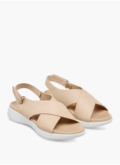 Le Confort Women's Solid Cross Strap Sandals With Hook And Loop Closure  - Image 1