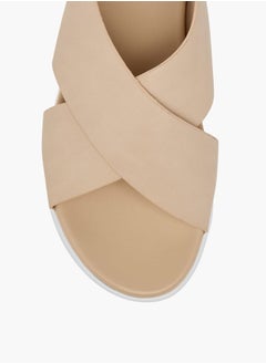 Le Confort Women's Solid Cross Strap Sandals With Hook And Loop Closure  - Image 4