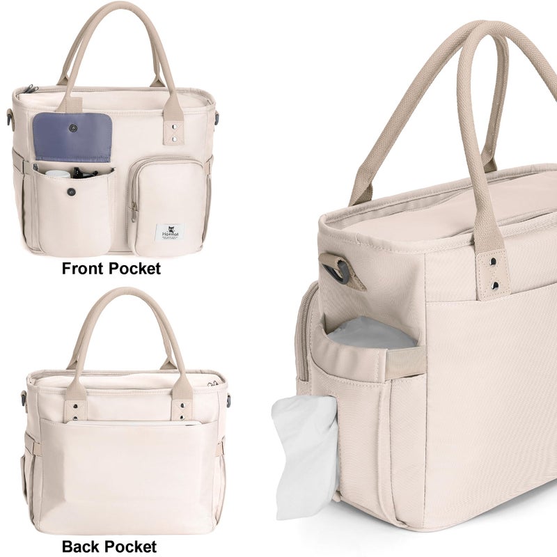 Hafmall Insulated Lunch Bag for Adults,Big lunch box for men, Wide Opening Insulated Bag with Shoulder Strap, Reusable Adult Lunch Bag For Work, Picnic(Beige) - Image 5