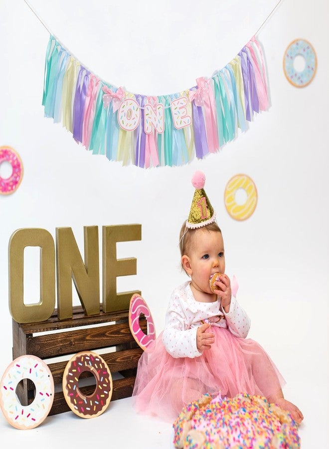 UOAOU Donut 1 Years Old Birthday Banner - Sweet One Birthday Party Decorations, Soft Ribbon Ballet Skirt Set, Rainbow High Chair Garland, Sweet One Year Cake Crush Party Decoration - Image 4