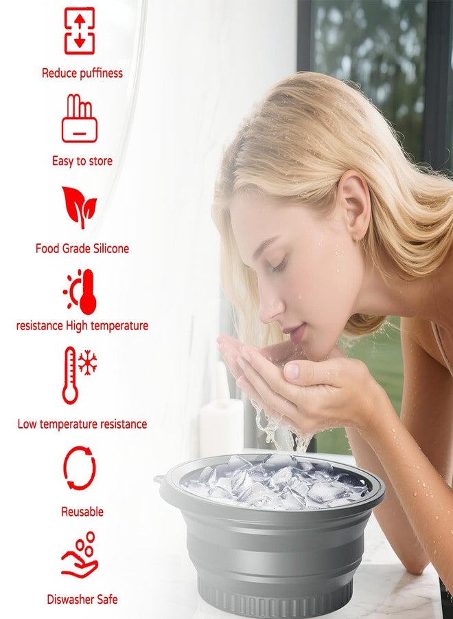 hinbkenla Face Bowl For Ice With Built-In Ice Tray,Ice Face Bowl,Facial Ice Bath,Bath Bow For Cold Plunge Therapy, Skin Tightening & Acne Relief – Black Portable Spa Tool For Home & Travel - Image 2