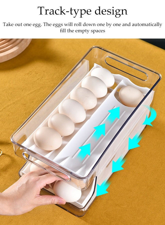 DUNISO Multifunctional Egg Tray Holder,Automatic Rolling Egg Dispenser,Slide Type Refrigerator Egg Tray,Reusable Fridge Organizer Bins with lids - Image 3