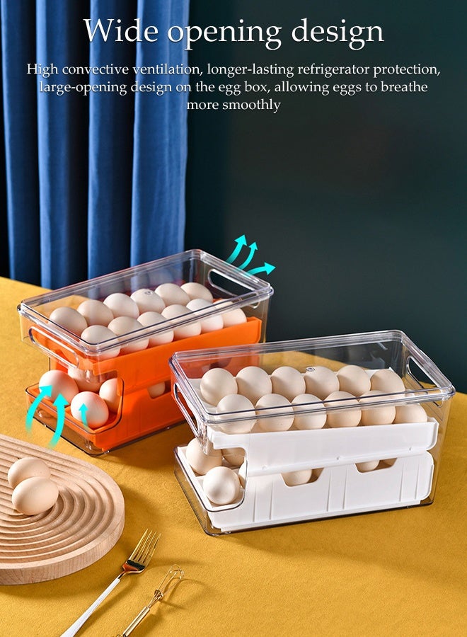 DUNISO Multifunctional Egg Tray Holder,Automatic Rolling Egg Dispenser,Slide Type Refrigerator Egg Tray,Reusable Fridge Organizer Bins with lids - Image 5