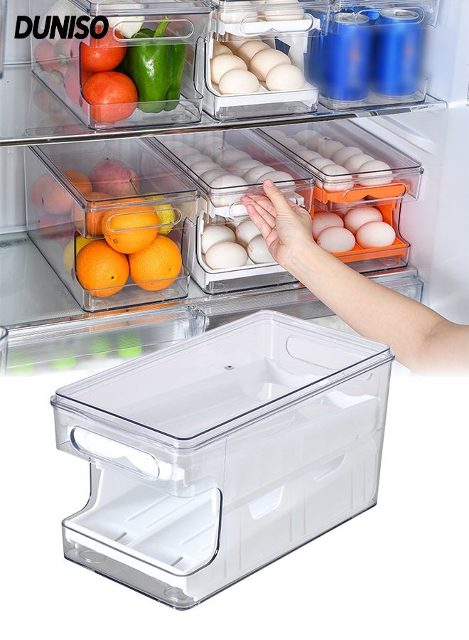 DUNISO Multifunctional Egg Tray Holder,Automatic Rolling Egg Dispenser,Slide Type Refrigerator Egg Tray,Reusable Fridge Organizer Bins with lids - Image 1